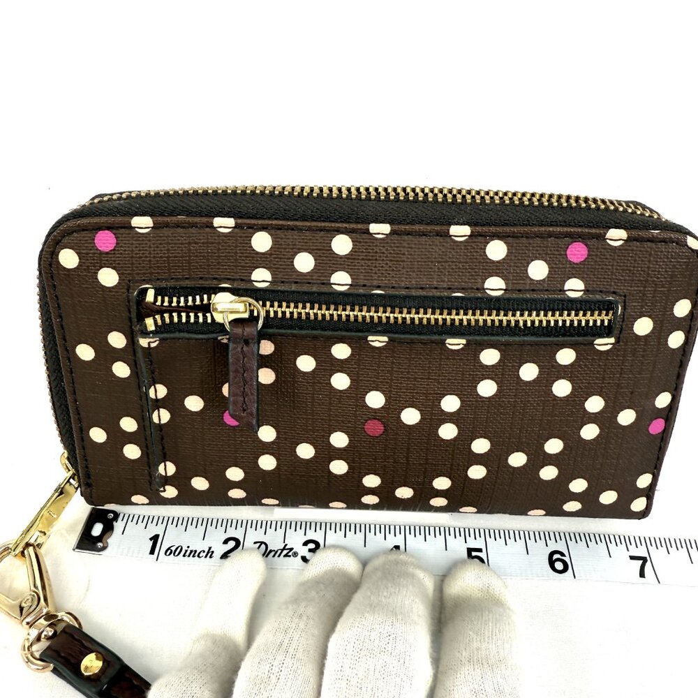 Fossil Envelope Wristlet Brown With Dots - image 3